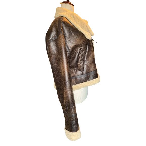 Commense Brown Faux Shearling Oversize Flight Jacket | Size M | NWT - Picture 2 of 9